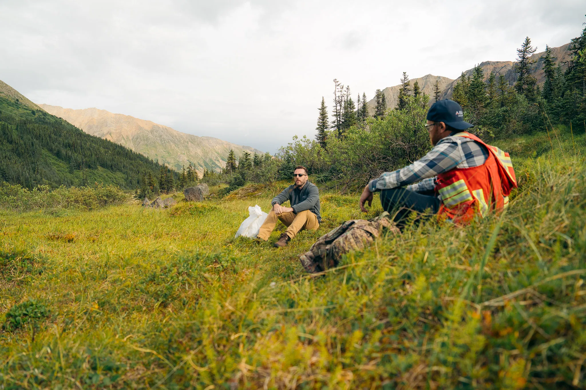Geologists logging core at Justin
